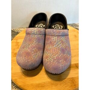 Sanita Danish‎ Clogs Women's Size 39 Purple Novelty Print Comfort Shoes